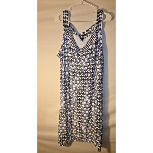Talbots White Navy Easy Sleeveless Dress Swimsuit Coverup Womens Plus Size 3X - Picture 1 of 3